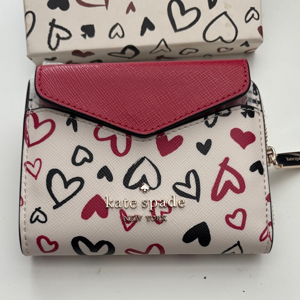 Kate Spade Red and Black Heart Pattern Wallet